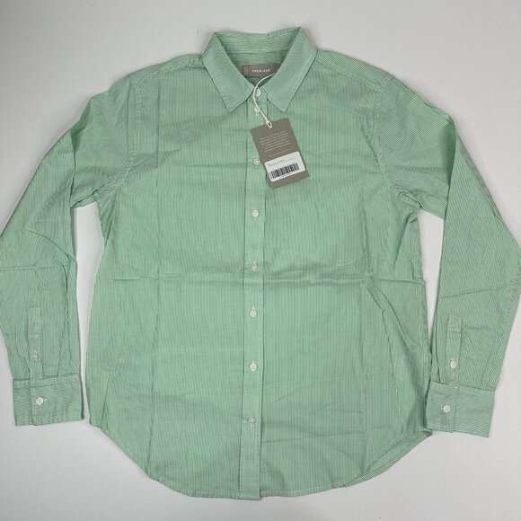 Everlane Women’s NWT Green Striped The Silky Cotton‎ Relaxed Career Shirt 0/C38 - Picture 5 of 14